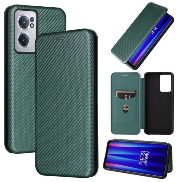 OnePlus Nord CE 2 5G Flip-etui Kortspor CarbonDreams Grønn Green