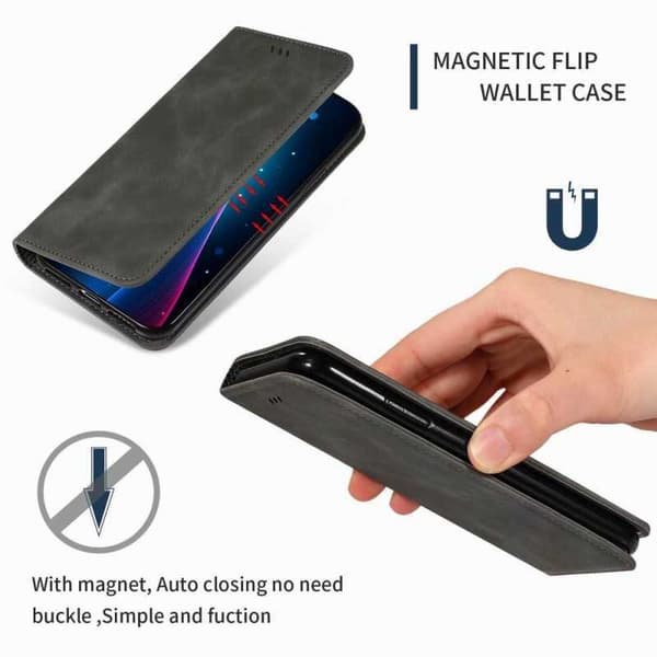 Google Pixel 3 Flip Case -korttilokero Suede Black