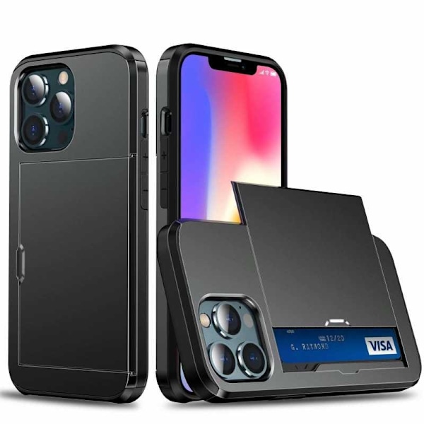 iPhone 13 Pro Iskunkestävä kansikorttipaikka StreetWise - musta Black