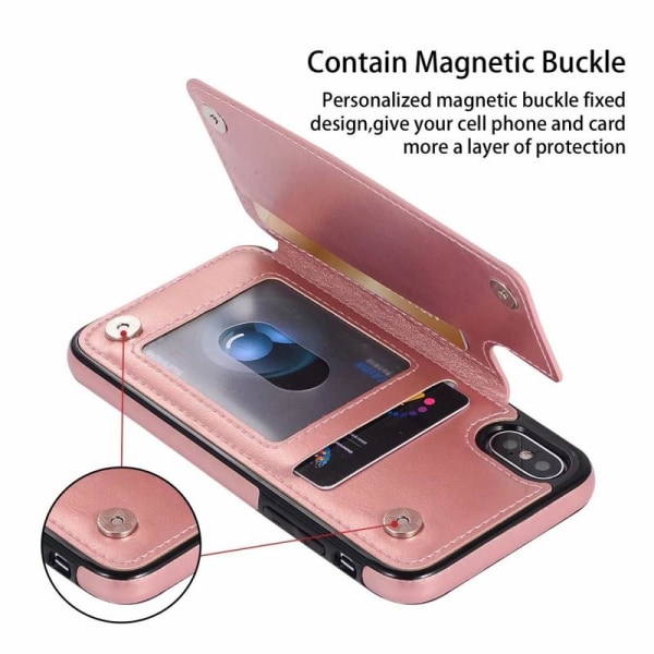 iPhone XS Max -iskunkestävä kotelo, 3-taskuinen Flippr Rose Gold Pink gold