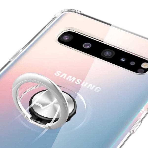 Samsung S10 Iskunkestävä kansi sormustelineellä Fresh Transparent