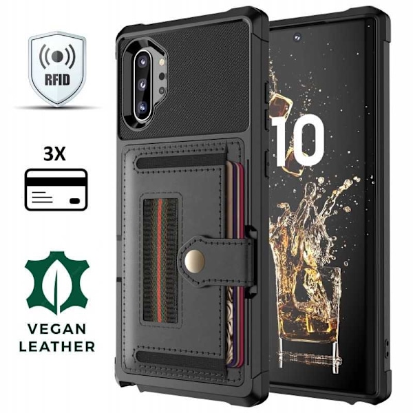 Samsung Note 10 Plus Stöttåligt Skal med Kortfack Solid V5