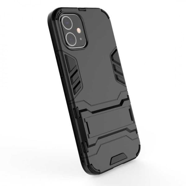 iPhone 12 Pron iskunkestävä kotelo jalustalla ThinArmor Black