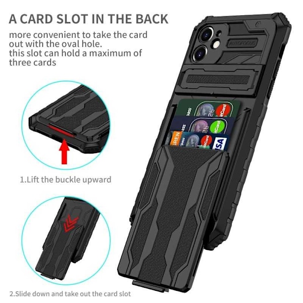 iPhone 12 Stöttåligt Skal Kickstand & Kortfack ThinArmor V3 Svart