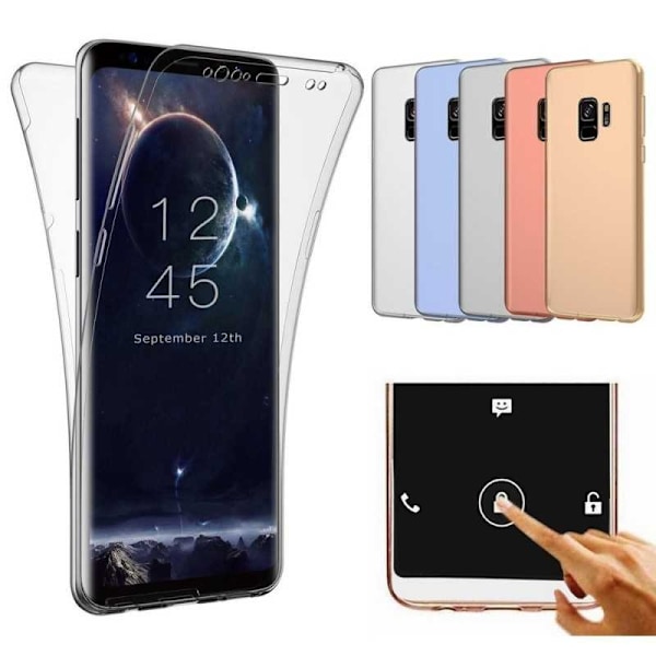 360° fuld dækning og stødabsorberende etui til Samsung S9 Transparent