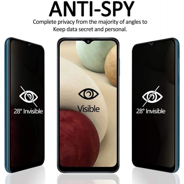 Samsung A13 4G Privacy Hærdet glas 0,26mm 2,5D 9H Transparent