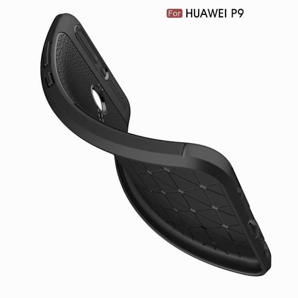 P9 Lite iskunkestävä ja iskuja vaimentava nahkaselkä Svart
