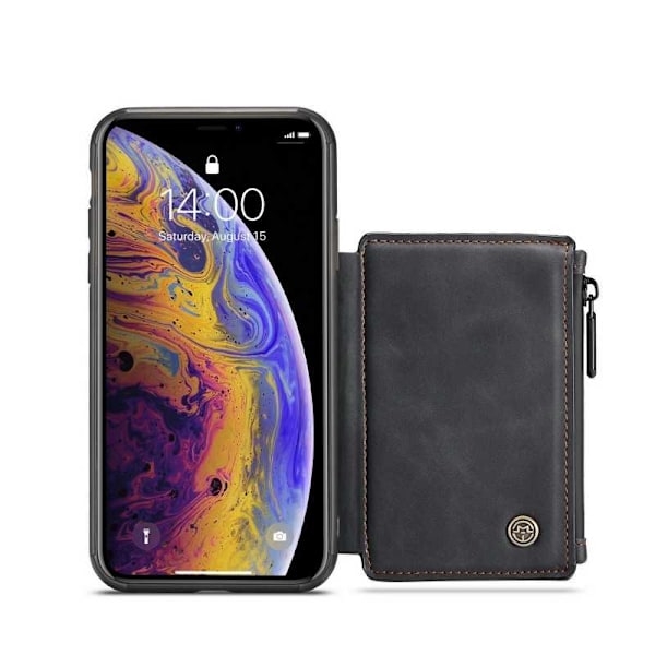iPhone XS Max Skal Korthållare & Dragkedja 4-FACK CaseMe Flippr Svart