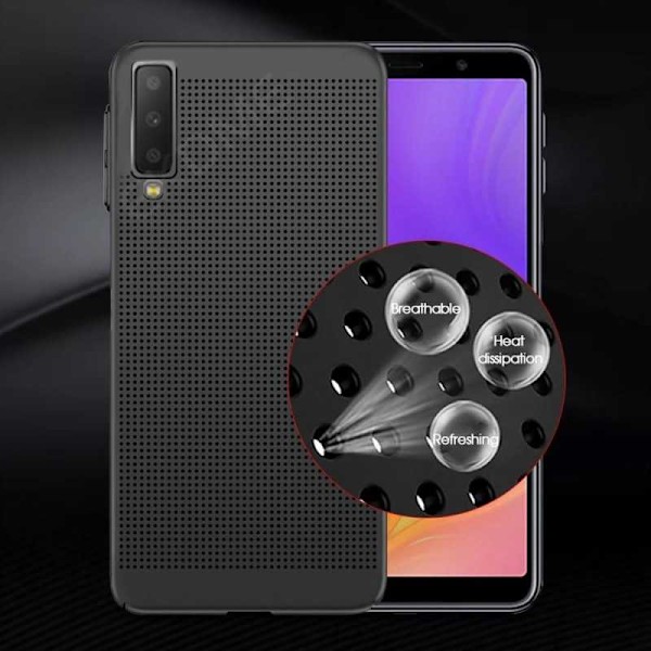 Samsung A7 2018 Stötdämpande Ultratunn Gummibelagd Skal Breeze Svart