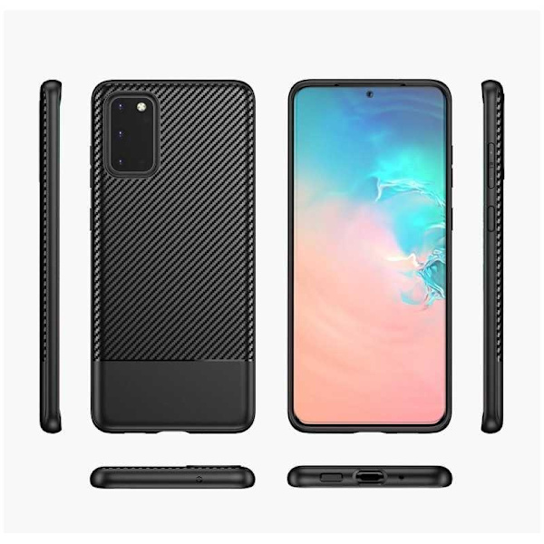 Samsung S20 Plus iskunkestävä matkapuhelinsuoja FullCarbon Black