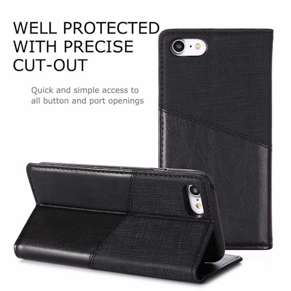 iPhone SE (2020 & 2022) Elegant etui i PU-læder med RFID-blok Black