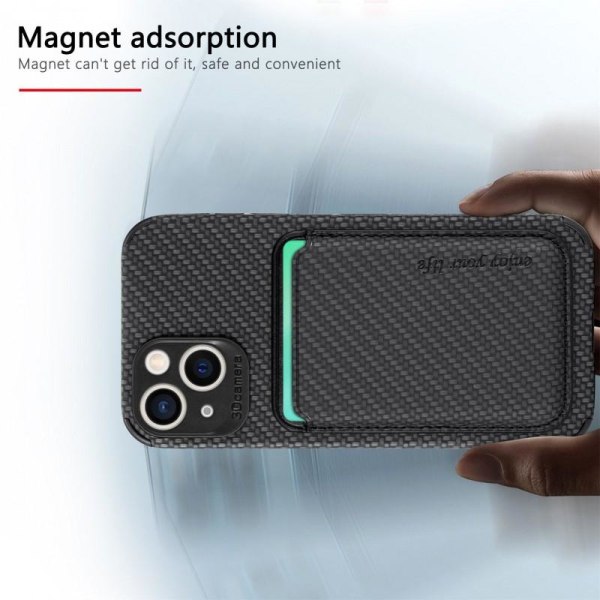 iPhone 13 Stöttåligt skal med Magnetisk Korthållare Magsafe RFID Svart