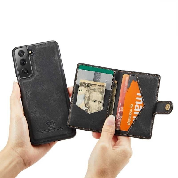 Samsung S21 Plus iskunkestävä kotelo magneettisella korttitelineellä JeeHood Black