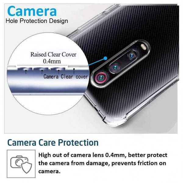 Xiaomi Mi 9T stødabsorberende silikone Shell Shockr Transparent