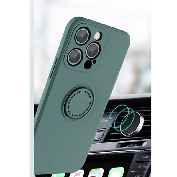 iPhone 15 Pro Støtsikker deksel med CamShield ringholder Mörkgrön