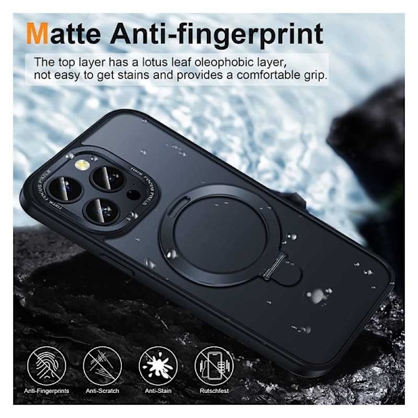 iPhone 13 / 14 Iskunkestävä Magsafe-suojus Nordcell™-jalustalla Transparent