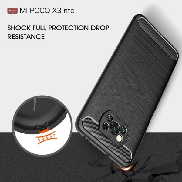 Xiaomi Poco X3 NFC iskunkestävä SlimCarbon-suojus Black