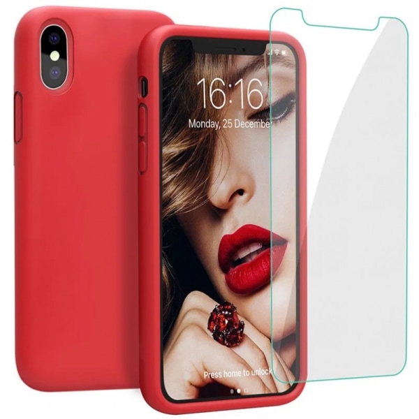 Gummibelagt stilfuldt cover 3in1 iPhone XS Max - Rød