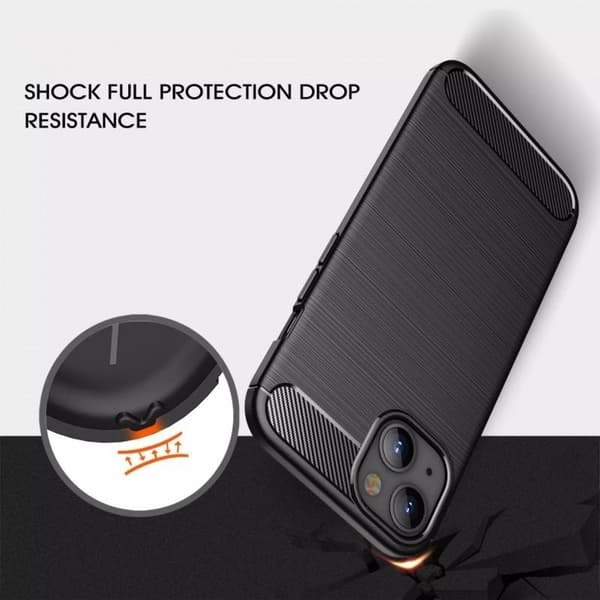 iPhone 14 Max iskunkestävä SlimCarbon kotelo Black