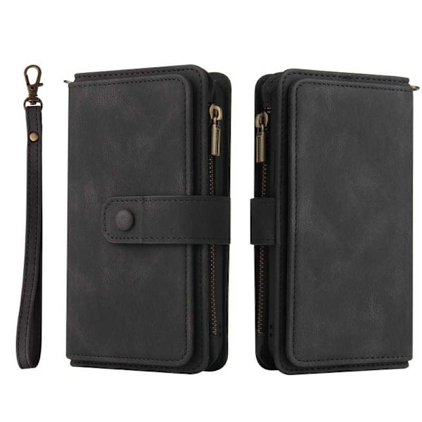 Redmi Note 12 4G Multifunktionellt Plånboksfodral Zip 13-Fack Svart