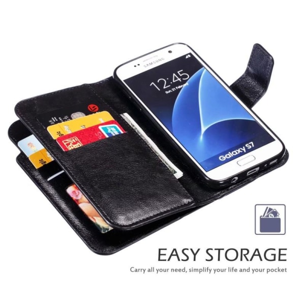 Samsung S7 Praktisk Plånboksfodral med 12-Fack Array V4 Svart