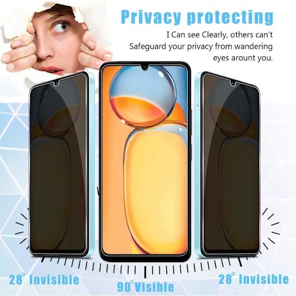 Xiaomi Redmi 13C 4G Privacy Härdat glas 0.26mm 2.5D 9H