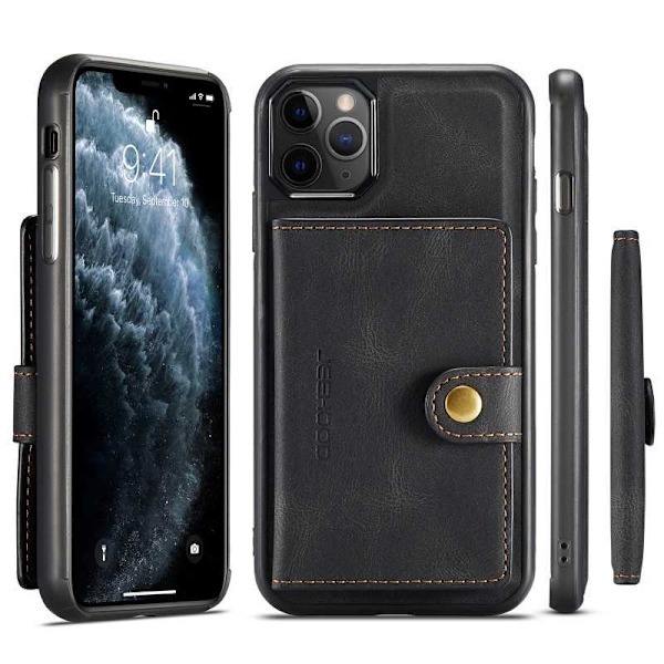 iPhone 11 Pro Max Iskunkestävä kotelo magneettikorttitelineellä JeeHood Black