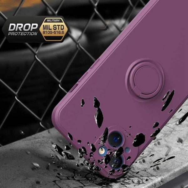 iPhone 14 stødsikkert cover med ringholder CamShield Rosa