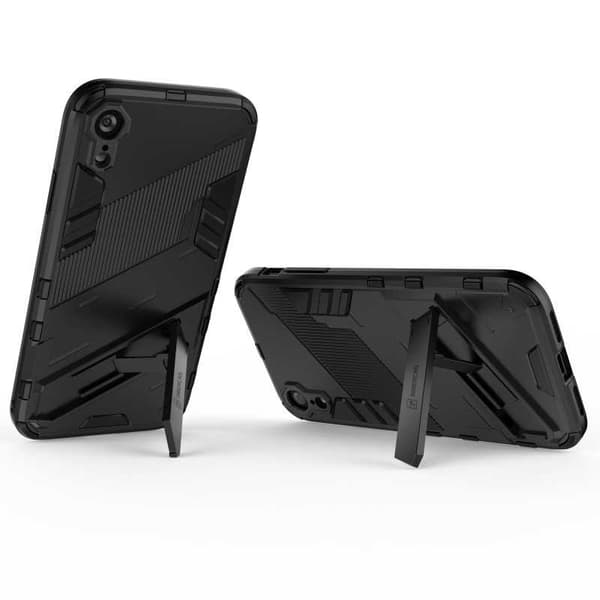 iPhone XR iskunkestävä kotelo jalustalla ThinArmor V2 Orange
