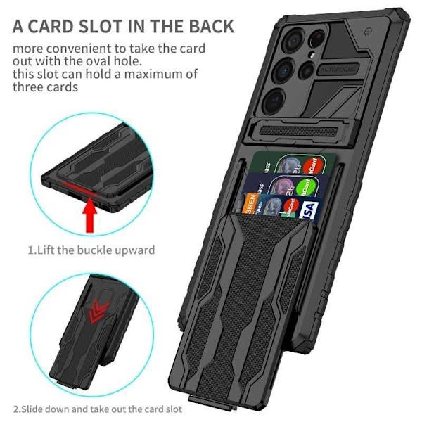 Samsung S23 Ultra Stöttåligt Skal Kickstand & Kortfack ThinArmor V3