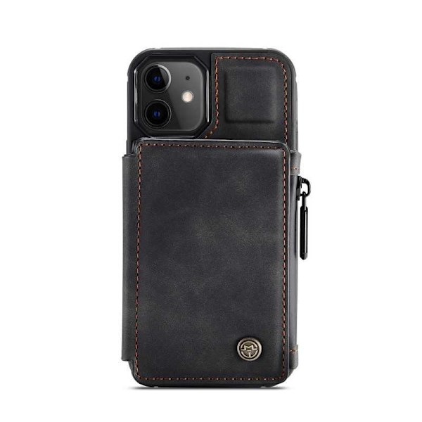 iPhone 12 Mini Skal Korthållare & Dragkedja 3-FACK CaseMe Flippr Svart