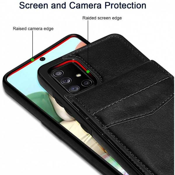 Samsung A51 Mobilskal Korthållare 4-FACK Retro V3 Svart