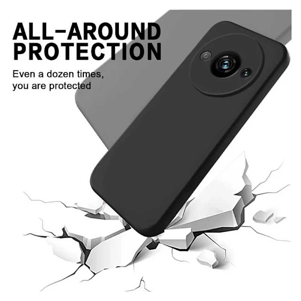 Redmi A3 Gummibelagd Mattsvart Silikon Skal Kameraskydd Liquid - Svart