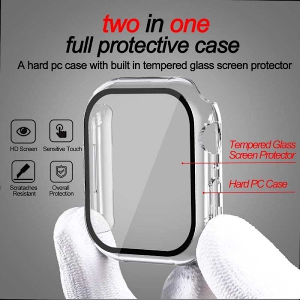 2in1 stødabsorberende skal 9H hærdet glas Apple Watch 41mm - Transparent