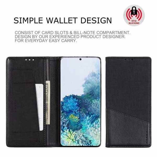 Samsung S20 Plus Elegant Fodral i PU-Läder med RFID Block Svart