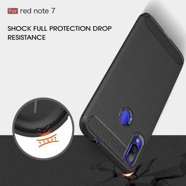 Xiaomi Redmi Note 7 Iskunkestävä SlimCarbon-kuori Black