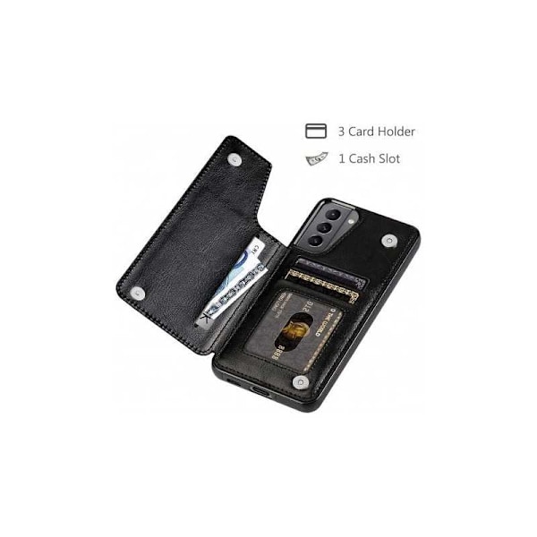 Samsung S22 Shockproof Cover Card Holder 3-SLOT Flippr Black