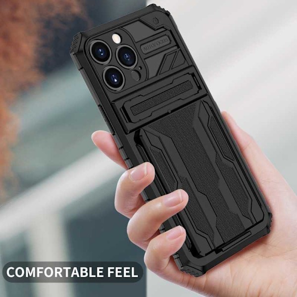 iPhone 13 Pro Max Stöttåligt Skal Kickstand & Kortfack ThinArmor V3 Svart