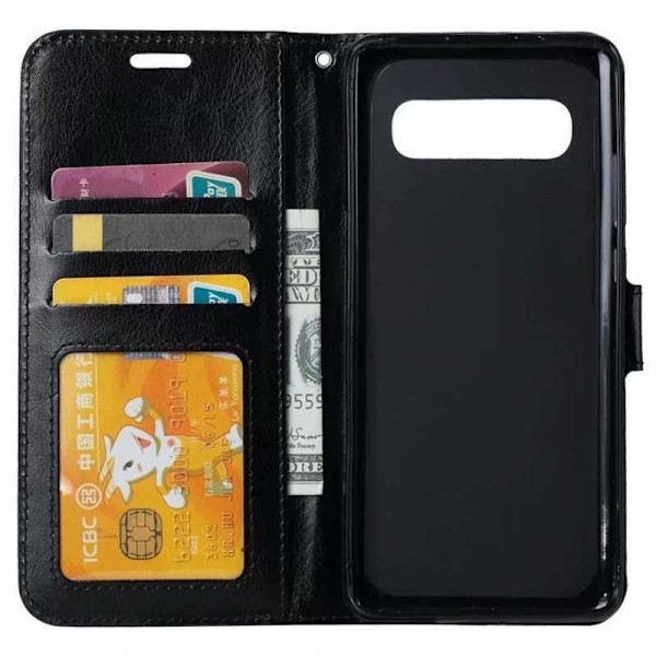 Samsung S10 Plus Pung Etui PU Læder 4 RUMMET Svart