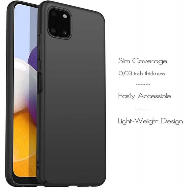 Samsung A22 5G ohut kumipinnoitettu mattamusta kansi Basic V2 Black