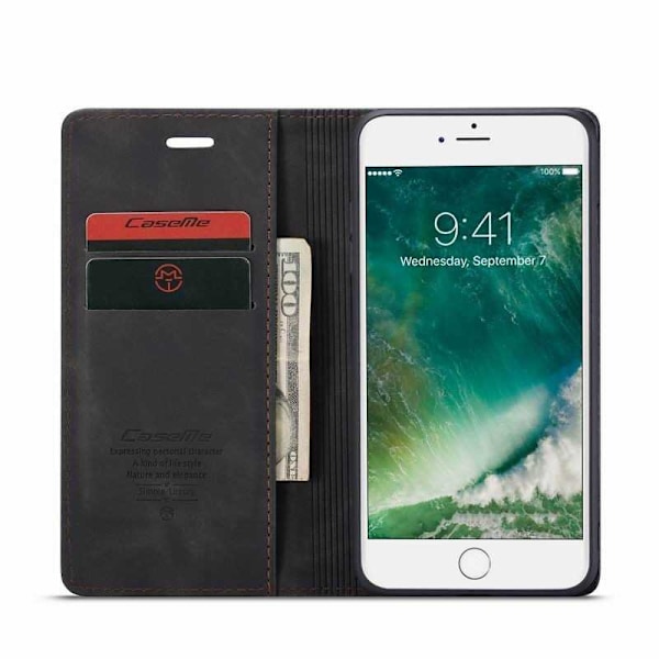 iPhone 7 Plus Elegant Flip Cover CaseMe 3-RUMMET Black