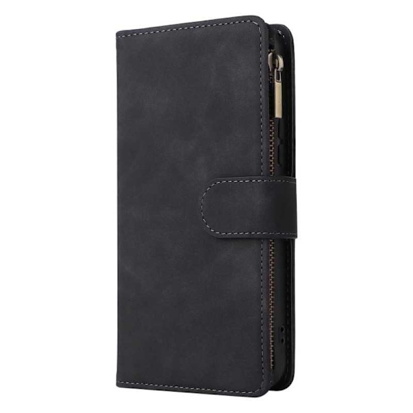 Samsung A54 5G Multifunktionellt Plånboksfodral Zipper 8-Fack Svart