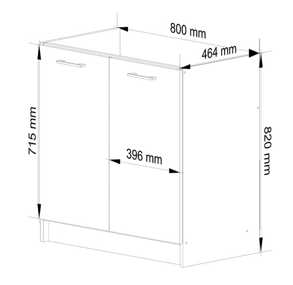 Underskåp för diskho OLIWIA S80ZL i vitt och grått 80 cm