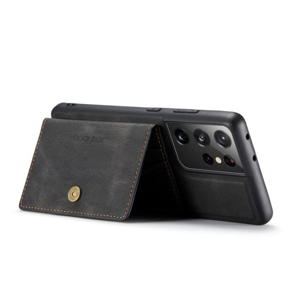 Samsung S22 Ultra iskunkestävä kotelo magneettisella korttitelin Black