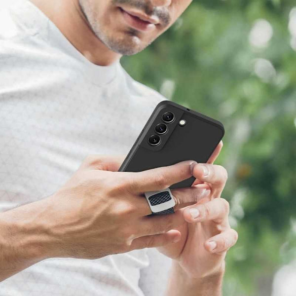 Samsung S21 FE Gummibelagd Mattsvart Skal Kameraskydd Liquid - Svart