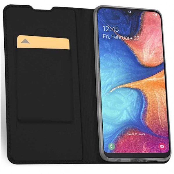 Samsung A20e Flip Case Skin Pro korttilokerolla Black