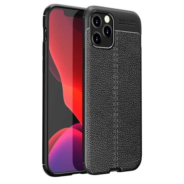 iPhone 13 Pro Stöttåligt & Stötdämpande Skal LeatherBack Svart