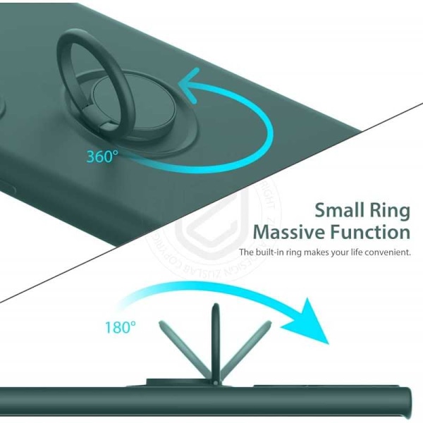Samsung S22 Ultra Stöttåligt Skal med Ringhållare CamShield Grön