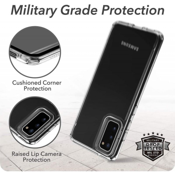 Samsung S20 stødabsorberende cover med ridsefrit plexiglas Black