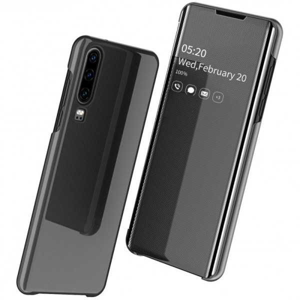Huawei P30 Smart Flip Case Clear View Standing V3 Rocket Black